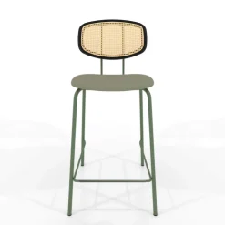 Perfecta Tabouret Snack (assise +/- 65 Cm)|Tabouret De Bar (assise +/- 80 Cm)*Ritmo Tabouret snack rétro avec dossier cannage rotin et assise en simili