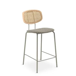 Perfecta Tabouret Snack (assise +/- 65 Cm)|Tabouret De Bar (assise +/- 80 Cm)*Ritmo Tabouret snack vintage dossier en cannage avec assise tissu