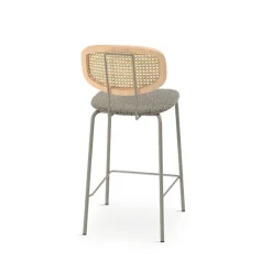 Perfecta Tabouret Snack (assise +/- 65 Cm)|Tabouret De Bar (assise +/- 80 Cm)*Ritmo Tabouret snack vintage dossier en cannage avec assise tissu
