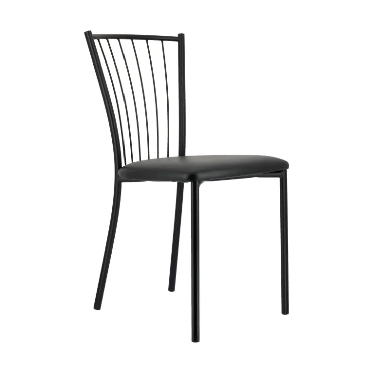 Perfecta Chaise De Cuisine*Roxane Chaise de cuisine noire en métal avec assise en simili rembourrée