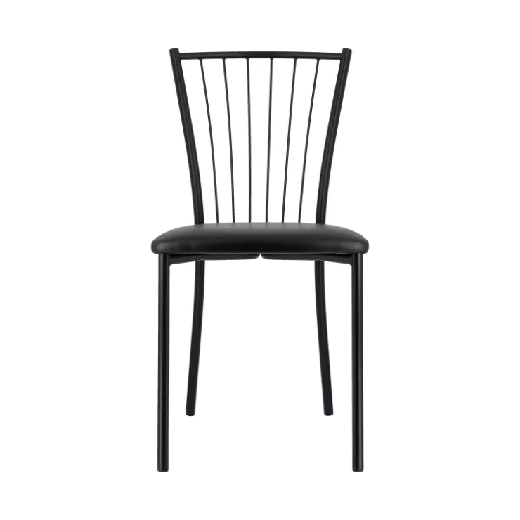 Perfecta Chaise De Cuisine*Roxane Chaise de cuisine noire en métal avec assise en simili rembourrée