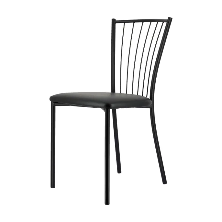 Perfecta Chaise De Cuisine*Roxane Chaise de cuisine noire en métal avec assise en simili rembourrée