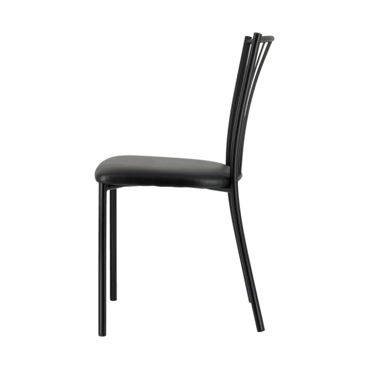 Perfecta Chaise De Cuisine*Roxane Chaise de cuisine noire en métal avec assise en simili rembourrée