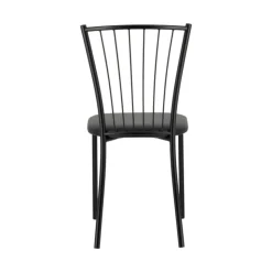 Perfecta Chaise De Cuisine*Roxane Chaise de cuisine noire en métal avec assise en simili rembourrée