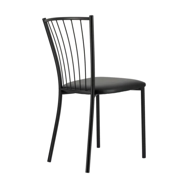 Perfecta Chaise De Cuisine*Roxane Chaise de cuisine noire en métal avec assise en simili rembourrée