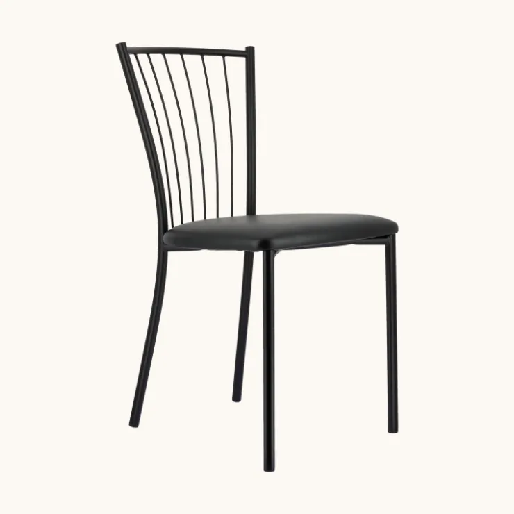 Perfecta Chaise De Cuisine*Roxane Chaise de cuisine noire en métal avec assise en simili rembourrée