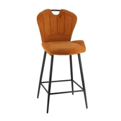 Tabouret Snack (assise +/- 65 Cm)|Tabouret De Bar (assise +/- 80 Cm)*SachaTabouret snack en tissu pivotant avec poignée et pieds en métal