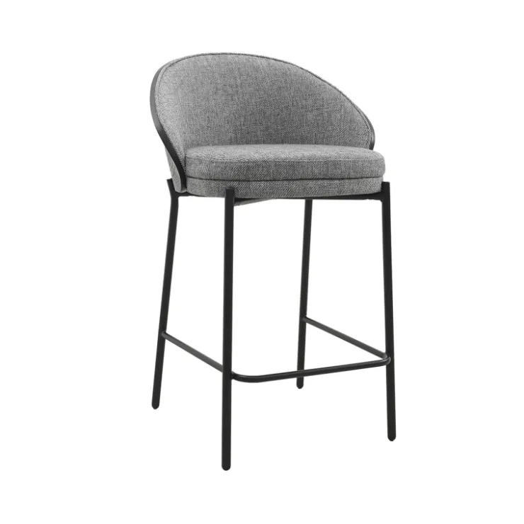 Tabouret Snack (assise +/- 65 Cm)|Tabouret De Bar (assise +/- 80 Cm)*SandroTabouret snack bimatière en tissu avec dossier bois et pieds en métal