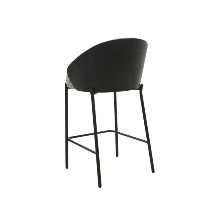 Tabouret Snack (assise +/- 65 Cm)|Tabouret De Bar (assise +/- 80 Cm)*SandroTabouret snack bimatière en tissu avec dossier bois et pieds en métal