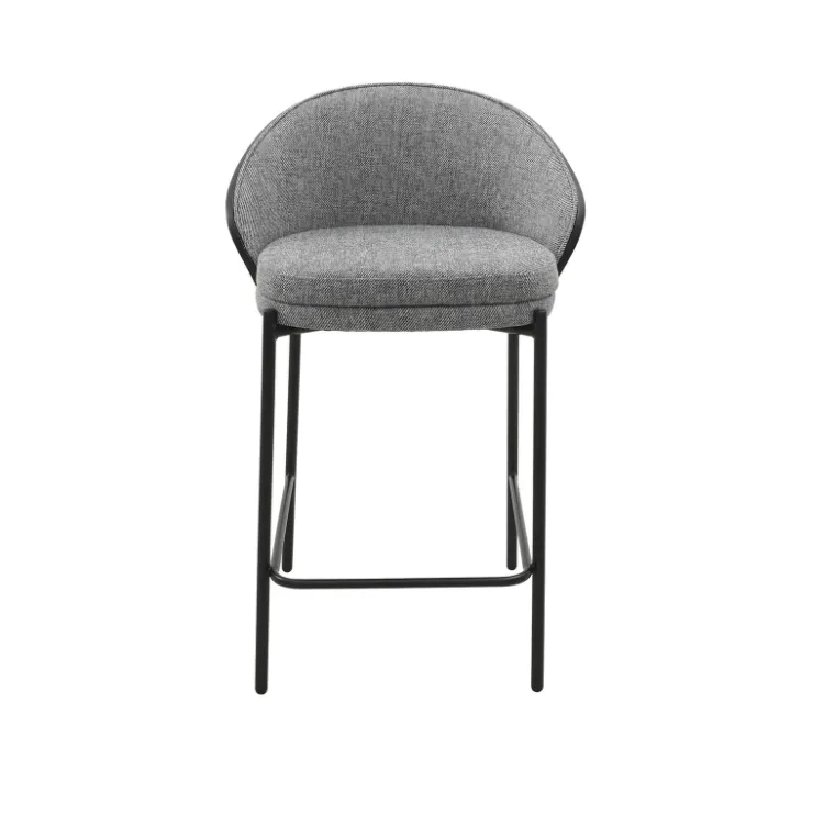 Tabouret Snack (assise +/- 65 Cm)|Tabouret De Bar (assise +/- 80 Cm)*SandroTabouret snack bimatière en tissu avec dossier bois et pieds en métal