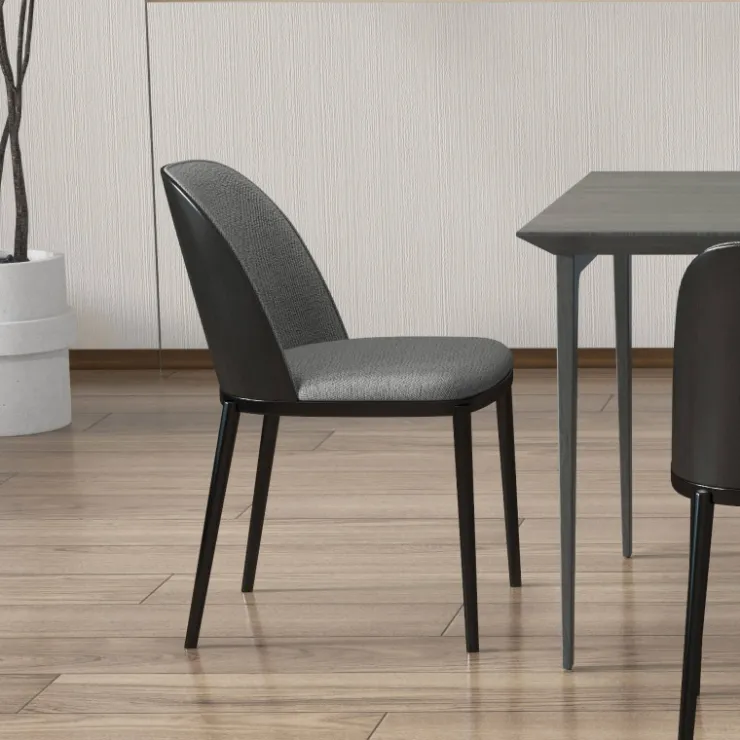 Chaise De Salle à Manger*SimoneChaise bimatière en tissu dossier bois avec pieds en métal