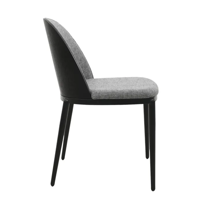 Chaise De Salle à Manger*SimoneChaise bimatière en tissu dossier bois avec pieds en métal