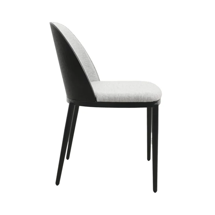 Chaise De Salle à Manger*SimoneChaise bimatière en tissu dossier bois avec pieds en métal