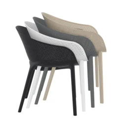 Fauteuil De Jardin*Sky Pro Fauteuil de jardin moderne empilable coque microperforée en polypropylène