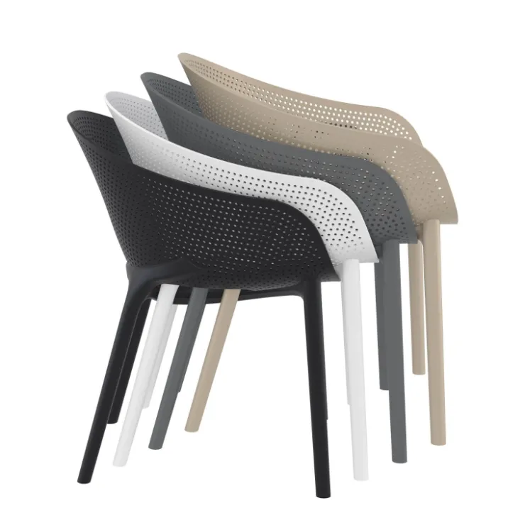 Chaise De Cuisine|Chaise De Salle à Manger*Sky Pro Fauteuil moderne empilable avec coque microperforée en polypropylène