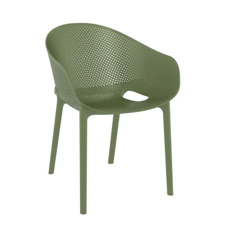 Chaise De Cuisine|Chaise De Salle à Manger*Sky Pro Fauteuil moderne empilable avec coque microperforée en polypropylène