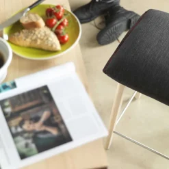 Mobitec Tabouret De Bar (assise +/- 80 Cm)|Tabouret Snack (assise +/- 65 Cm)*Soda ® Tabouret snack rembourré sans dossier en tissu et pieds bois