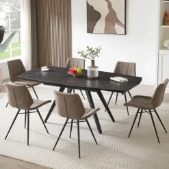 Table De Salle à Manger*SofiaTable moderne extensible en céramique avec pieds en métal