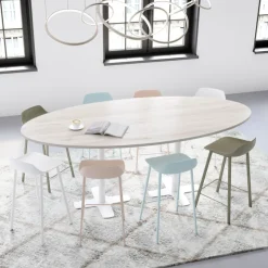 Perfecta Table De Cuisine*Spinner 2 Table hauteur 90 cm ovale en stratifié avec deux pieds