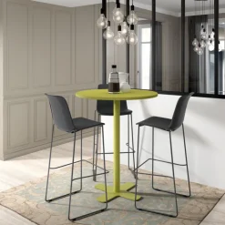 Perfecta Table De Cuisine*Spinner Table snack ronde pour cuisine en stratifié avec pied central