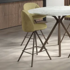 Perfecta Tabouret Snack (assise +/- 65 Cm)|Tabouret De Bar (assise +/- 80 Cm)*Swiftie Tabouret snack pivotant en tissu avec pieds en métal