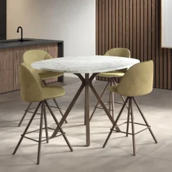 Perfecta Tabouret Snack (assise +/- 65 Cm)|Tabouret De Bar (assise +/- 80 Cm)*Swiftie Tabouret snack pivotant en tissu avec pieds en métal