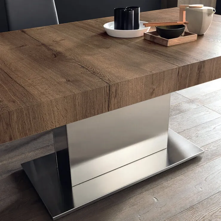 Altacom Table Pour Petit Espace|Table De Salle à Manger*Tower Maxi Table ultra extensible pied central en métal et plateau en mélaminé
