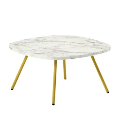 Perfecta Table De Salon*Trevi Table basse carrée moderne en stratifié avec pieds en métal