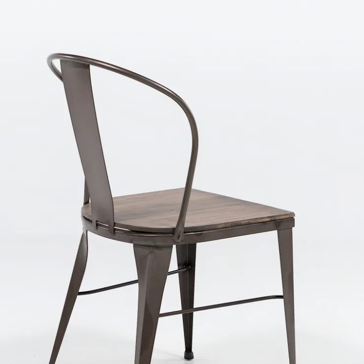Jayso Chaise De Cuisine|Chaise De Salle à Manger*Turia 631 Chaise industrielle vintage en métal avec assise bois
