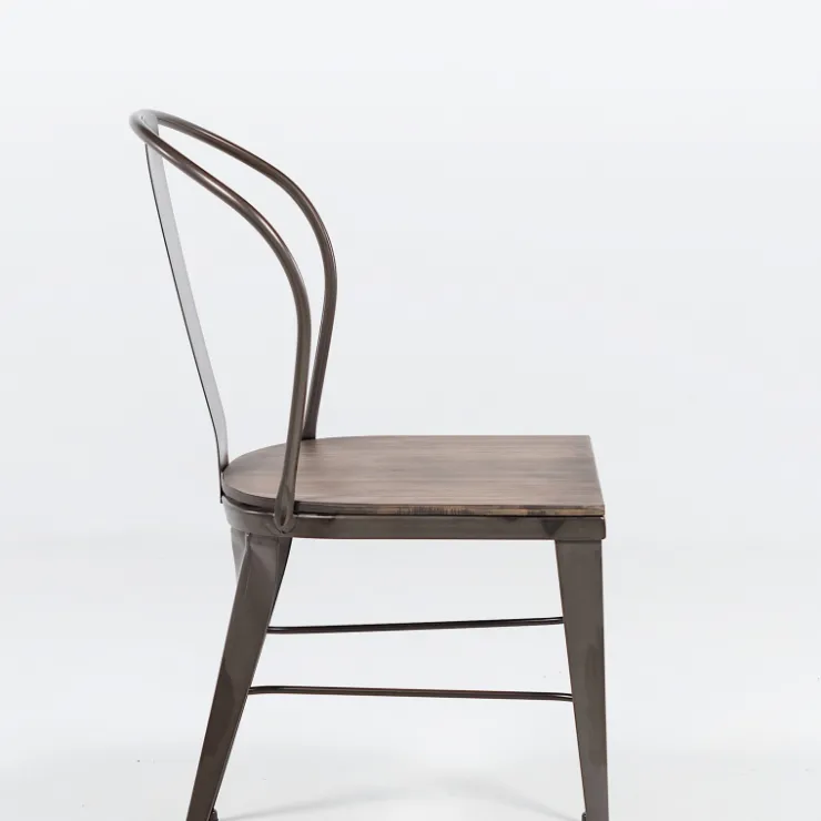 Jayso Chaise De Cuisine|Chaise De Salle à Manger*Turia 631 Chaise industrielle vintage en métal avec assise bois