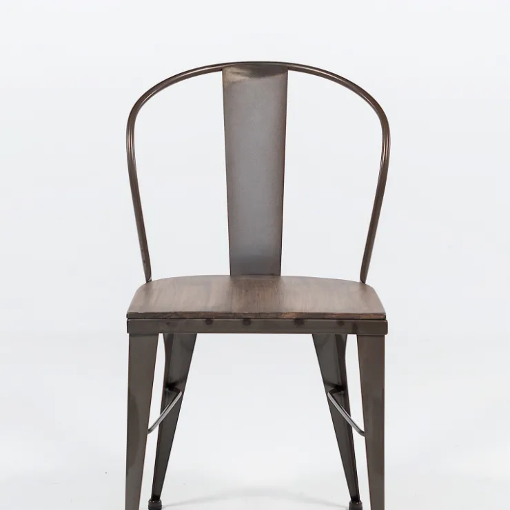 Jayso Chaise De Cuisine|Chaise De Salle à Manger*Turia 631 Chaise industrielle vintage en métal avec assise bois