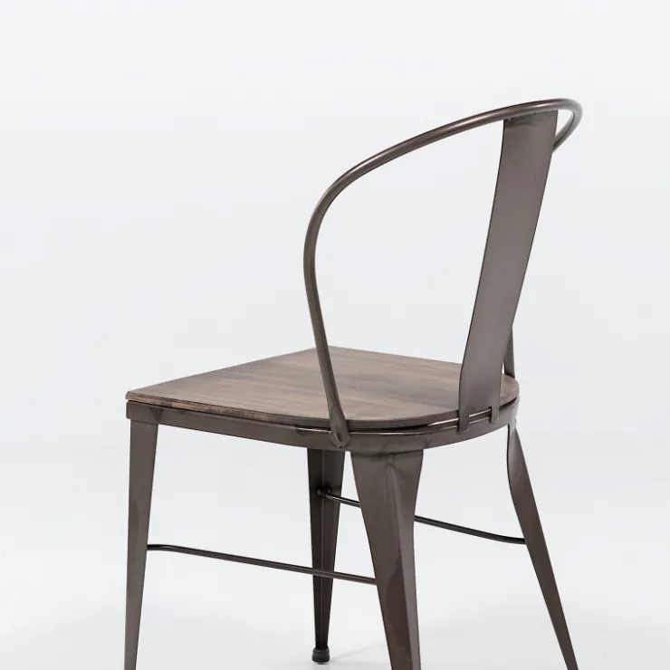 Jayso Chaise De Cuisine|Chaise De Salle à Manger*Turia 631 Chaise industrielle vintage en métal avec assise bois