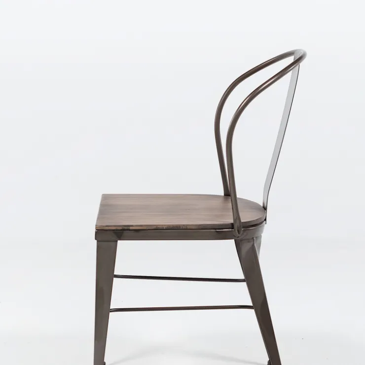 Jayso Chaise De Cuisine|Chaise De Salle à Manger*Turia 631 Chaise industrielle vintage en métal avec assise bois