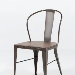 Jayso Chaise De Cuisine|Chaise De Salle à Manger*Turia 631 Chaise industrielle vintage en métal avec assise bois