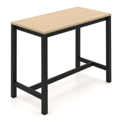 Perfecta Table De Cuisine*Valériane Table snack de cuisine en stratifié chêne naturel avec pieds en métal noir