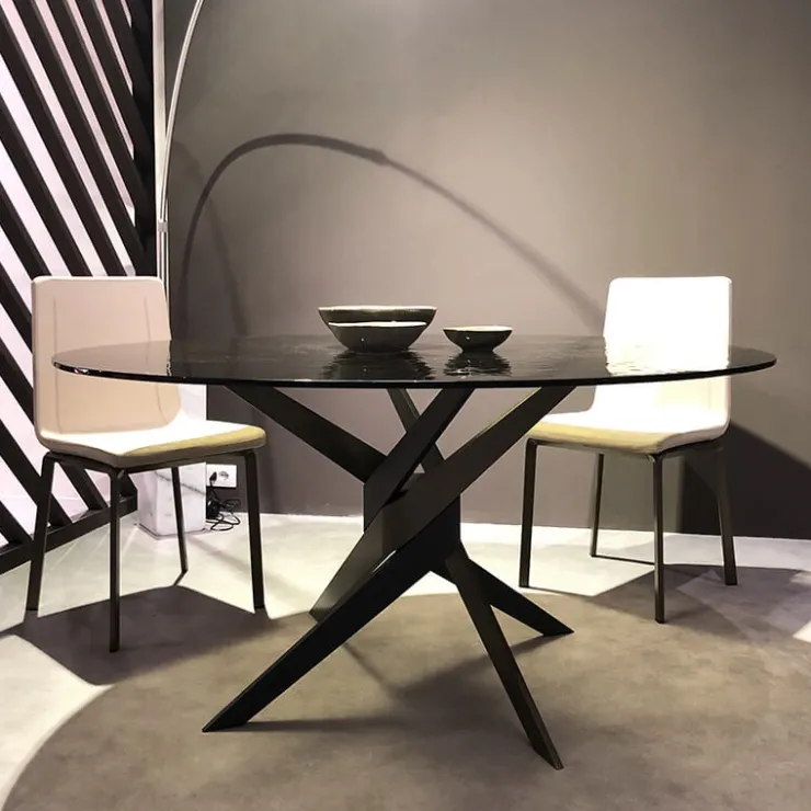 Dexo Table De Salle à Manger*Vertigo Table ronde en verre design italien pied central