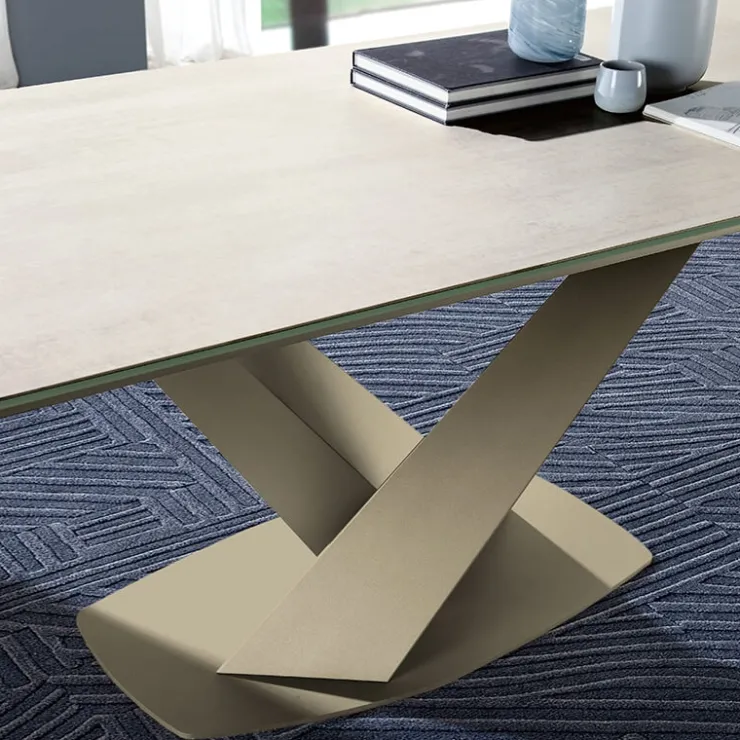 Ramiro Tarazona Table De Salle à Manger*Victory Table design en céramique avec allonges pied central en V