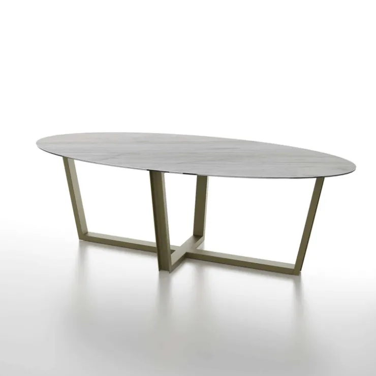Dexo Table De Salle à Manger*Viktor Table design ovale plateau en céramique et pieds en métal