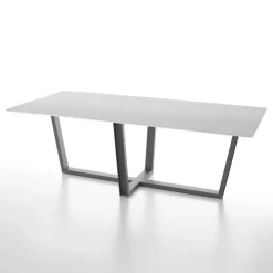Dexo Table De Salle à Manger*Viktor Table design rectangulaire en verre et pieds métalliques modernes