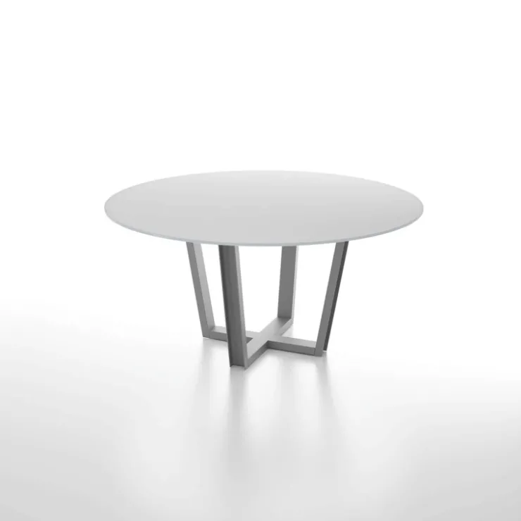 Dexo Table De Salle à Manger*Viktor Table design ronde en verre avec pieds géométriques métalliques
