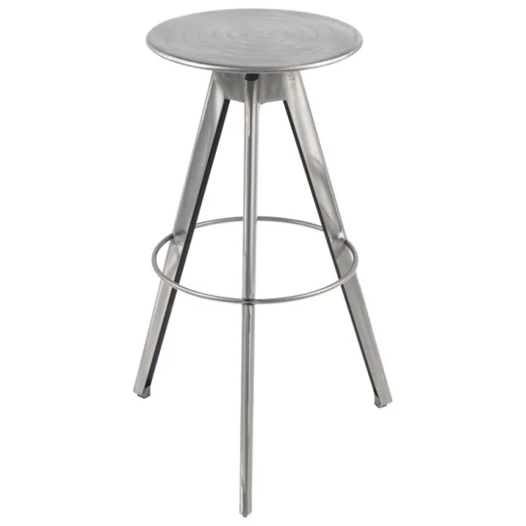Carrier Tabouret De Bar (assise +/- 80 Cm)*Vérone ® Tabouret de bar industriel pivotant sans dossier en métal brossé
