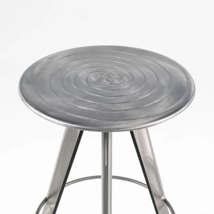 Carrier Tabouret De Bar (assise +/- 80 Cm)*Vérone ® Tabouret de bar industriel pivotant sans dossier en métal brossé