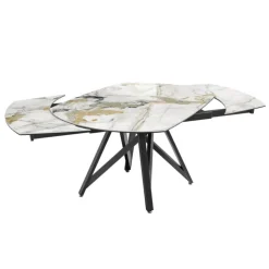 Akante Table De Salle à Manger*WarholTable moderne en céramique extensible avec pied central design en métal noir