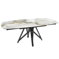 Akante Table De Salle à Manger*WarholTable moderne en céramique extensible avec pied central design en métal noir
