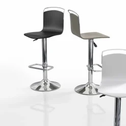 Cancio Tabouret Snack (assise +/- 65 Cm)|Tabouret De Bar (assise +/- 80 Cm)*Win Tabouret design réglable et pivotant métal chromé et bois